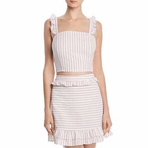 NWOT two (2) piece set striped white red top skirt